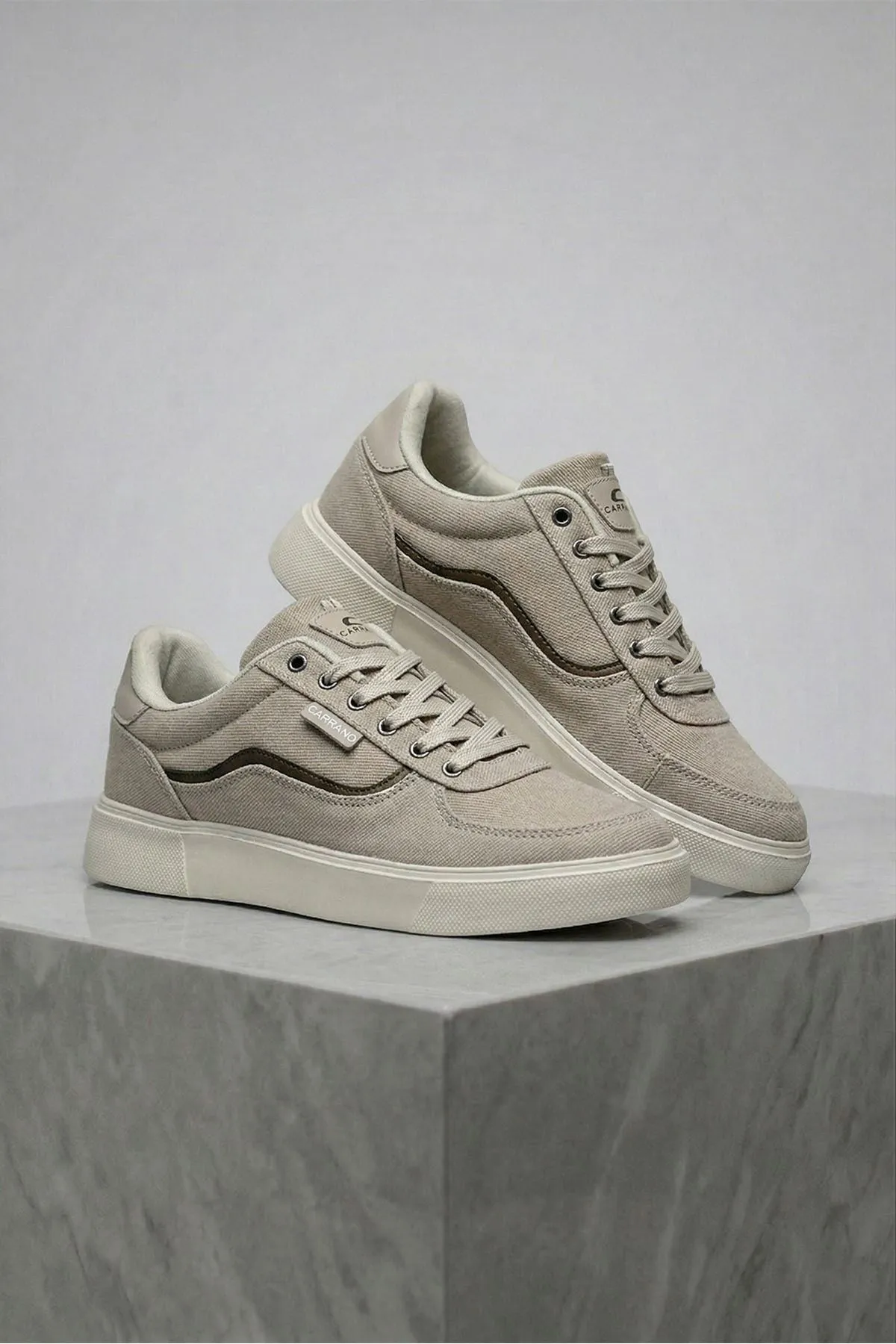 Boy Uzatan Gizli Topuklu Bej Motto Erkek Sneaker Ayakkabı GT007
