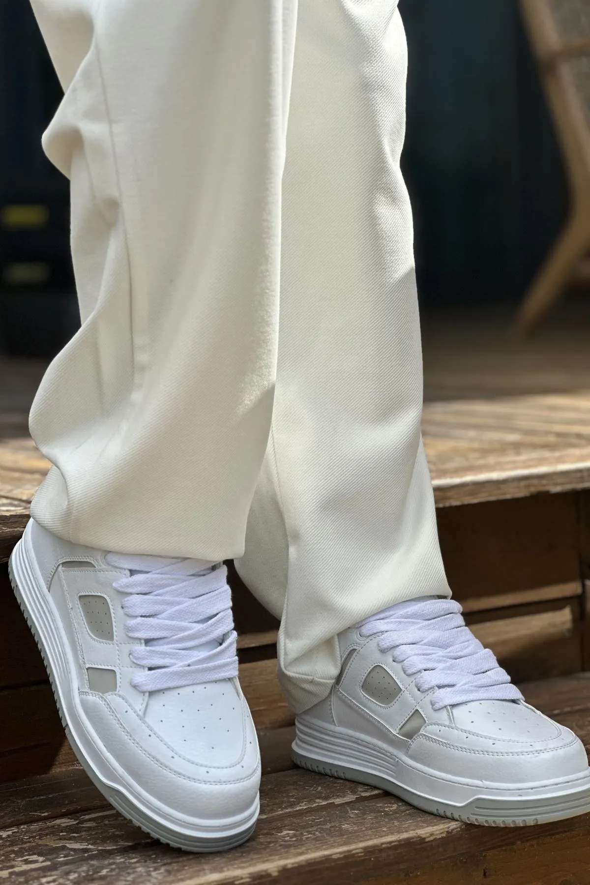 Boy Uzatan Gizli Topuklu Beyaz Gri Erkek Spor Ayakkabı GT067
