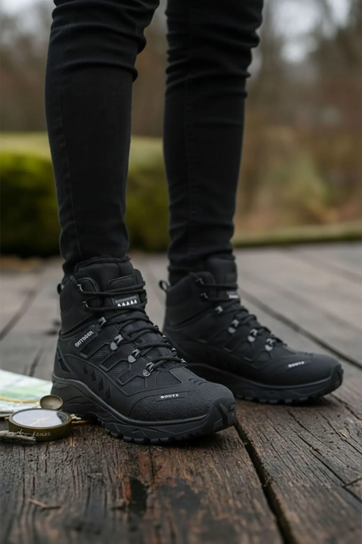 Boy Uzatan Gizli Topuklu Siyah Trekking Erkek Bot GT1002