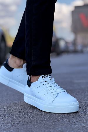 Boy Uzatan Gizli Topuklu Beyaz Siyah Detay Erkek Ayakkabı GT-0005