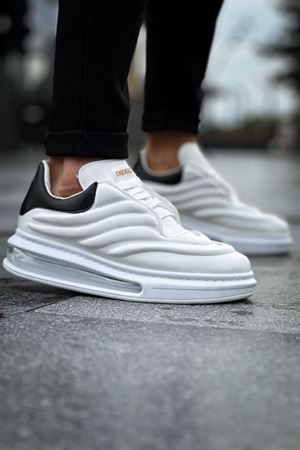 Boy Uzatan Gizli Topuklu Beyaz Siyah Detay Sollievo Erkek Ayakkabı GT-0035