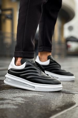 Boy Uzatan Gizli Topuklu Siyah Beyaz Detay Sollievo Erkek Ayakkabı GT-0036