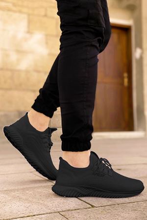 Boy Uzatan Gizli Topuklu Siyah Triko Erkek Ayakkabı GT-0037