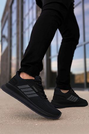 Boy Uzatan Gizli Topuklu Siyah Füme Çizgili Erkek Spor Ayakkabı GT-0044