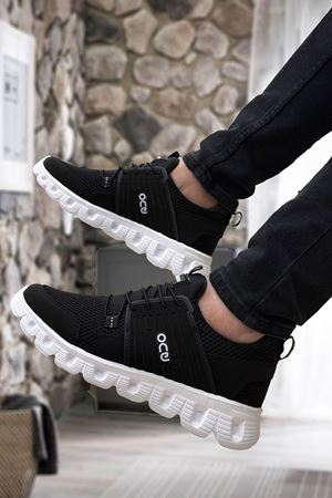 Boy Uzatan Gizli Topuklu Siyah Beyaz Ultra Hafif Erkek Spor Ayakkabı GT-0046