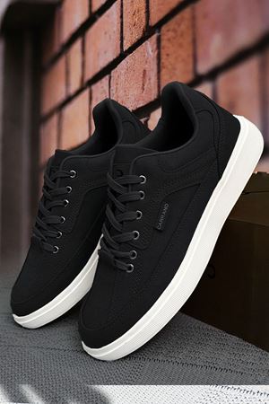 Boy Uzatan Gizli Topuklu Siyah Beyaz Jean Erkek Spor Ayakkabı GT-0054