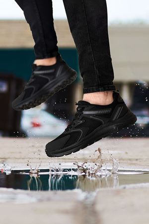 Boy Uzatan Gizli Topuklu Siyah Runner Erkek Spor Ayakkabı GT-0063