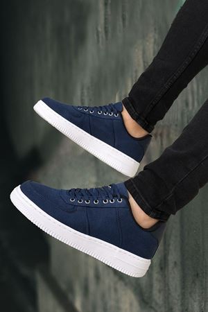 Boy Uzatan Gizli Topuklu Lacivert Keten Erkek Günlük Ayakkabı GT-0068