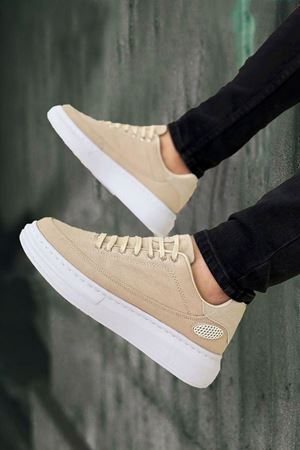 Boy Uzatan Gizli Topuklu Bej Keten Monarch Erkek Günlük Ayakkabı GT-0073