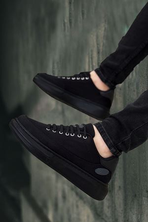 Boy Uzatan Gizli Topuklu Siyah Keten Monarch Erkek Günlük Ayakkabı GT-0075