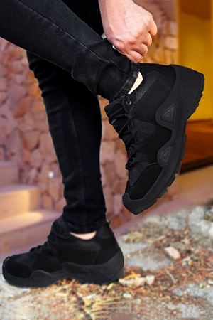 Boy Uzatan Gizli Topuklu Siyah WaterProof Ayakkabı GT-0079