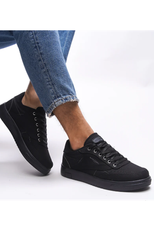 Boy Uzatan Gizli Topuklu Siyah Keten Erkek Spor Ayakkabı GT-0110