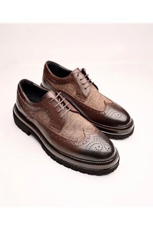 Boy Uzatan Gizli Topuklu Kahve PERFECT HAKİKİ DERİ GÜNLÜK KLASİK AYAKKABI GT-0160