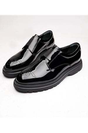 Boy Uzatan Gizli Topuklu Siyah PATENT HAKİKİ DERİ GÜNLÜK KLASİK AYAKKABI GT-0163