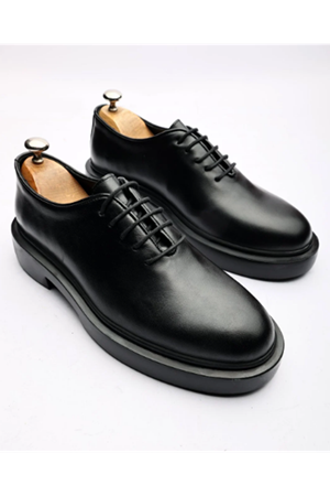 Boy Uzatan Gizli Topuklu Siyah FLAME  HAKİKİ DERİ GÜNLÜK KLASİK AYAKKABI GT-0168