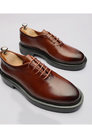 Boy Uzatan Gizli Topuklu Taba FLAME  HAKİKİ DERİ GÜNLÜK KLASİK AYAKKABI GT-0169