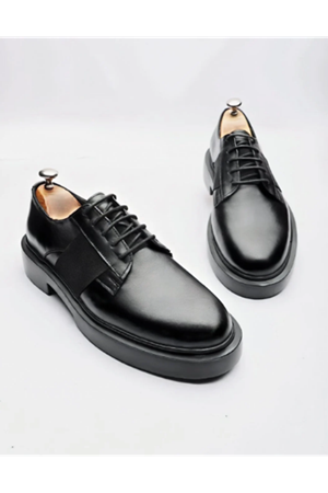 Boy Uzatan Gizli Topuklu Siyah CHAIN RAHAT ERKEK DERİ Ayakkabı GT-0175