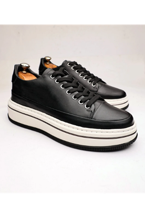 Boy Uzatan Gizli Topuklu LEGGIO ÇOK KALİTELİ ERKEK DERİ GÜNLÜK AYAKKABI SİYAH GT-0187