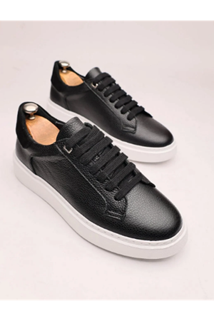 Boy Uzatan Gizli Topuklu CENOVA HAKİKİ DERİ ERKEK AYAKKABI SİYAH GT-0198