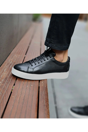 Boy Uzatan Gizli Topuklu FIERO ERKEK HAKİKİ DERİ GÜNLÜK AYAKKABI SİYAH GT-0206