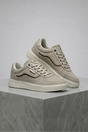 Boy Uzatan Gizli Topuklu Bej Motto Erkek Sneaker Ayakkabı GT007