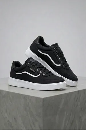Boy Uzatan Gizli Topuklu Siyah Beyaz Motto Erkek Sneaker Ayakkabı GT009