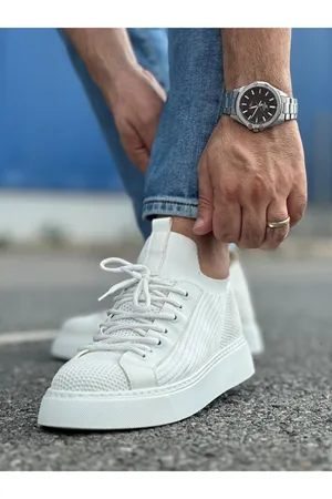 Boy Uzatan Gizli Topuklu Beyaz Triko Erkek Spor Ayakkabı GT045