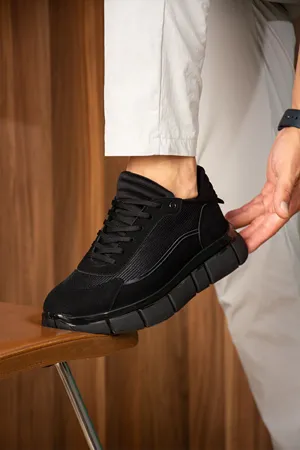 Boy Uzatan Gizli Topuklu Siyah Erkek Spor Ayakkabı GT072