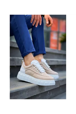 Boy Uzatan Gizli Topuklu Bej Erkek Spor Ayakkabı GT077
