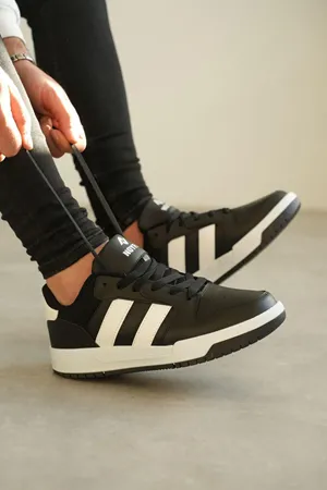 Boy Uzatan Gizli Topuklu Siyah Beyaz Erkek Spor Ayakkabı GT096