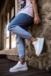 Boy Uzatan Gizli Topuklu Unisex Beyaz Ayakkabı GT-0002